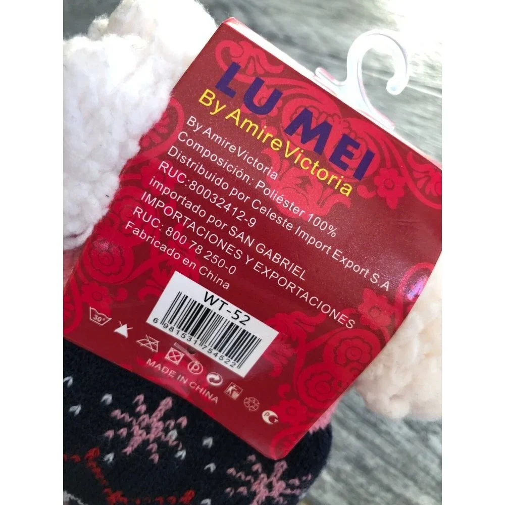 NWT Slipper Socks Let's Get Lit Christmas Trees Holiday Lu Mei‎ Stocking Stuffer